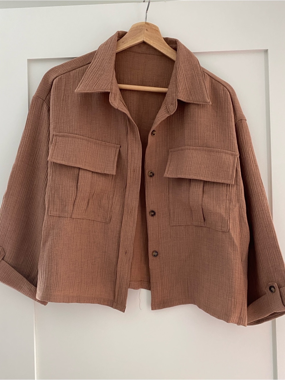 Daisy Brown Button-Down Pocket Shirt Jacket